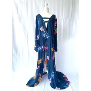 Maaji Floral Maxi Dress in Navy with Multicolor Accents